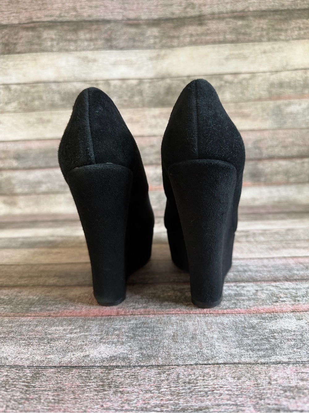 Steve Madden Black Suede Platform Wedge Pumps - Picture 8 of 10